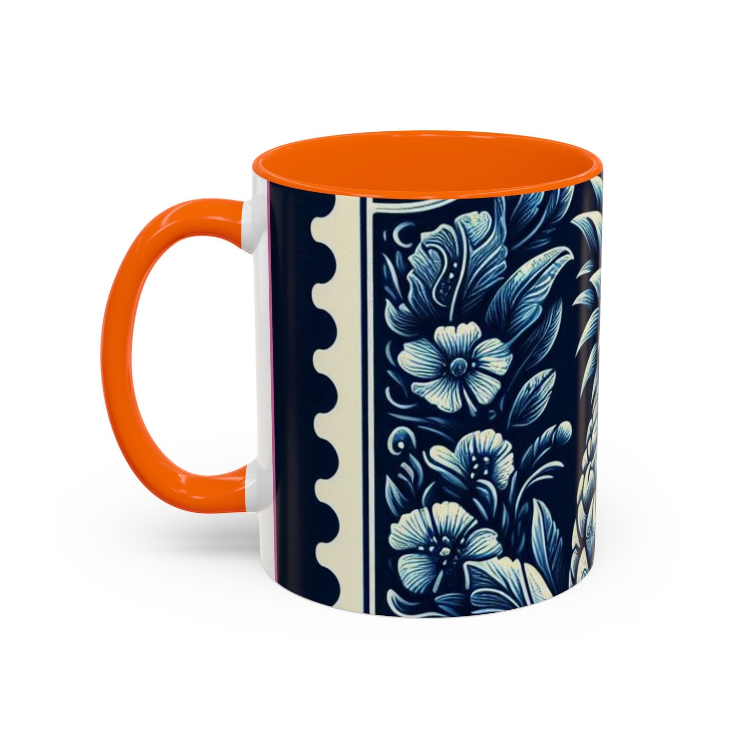 Tropical Pineapple Accent Coffee Mug - 11 & 15oz, Vibrant Floral Design for Relaxing Mornings