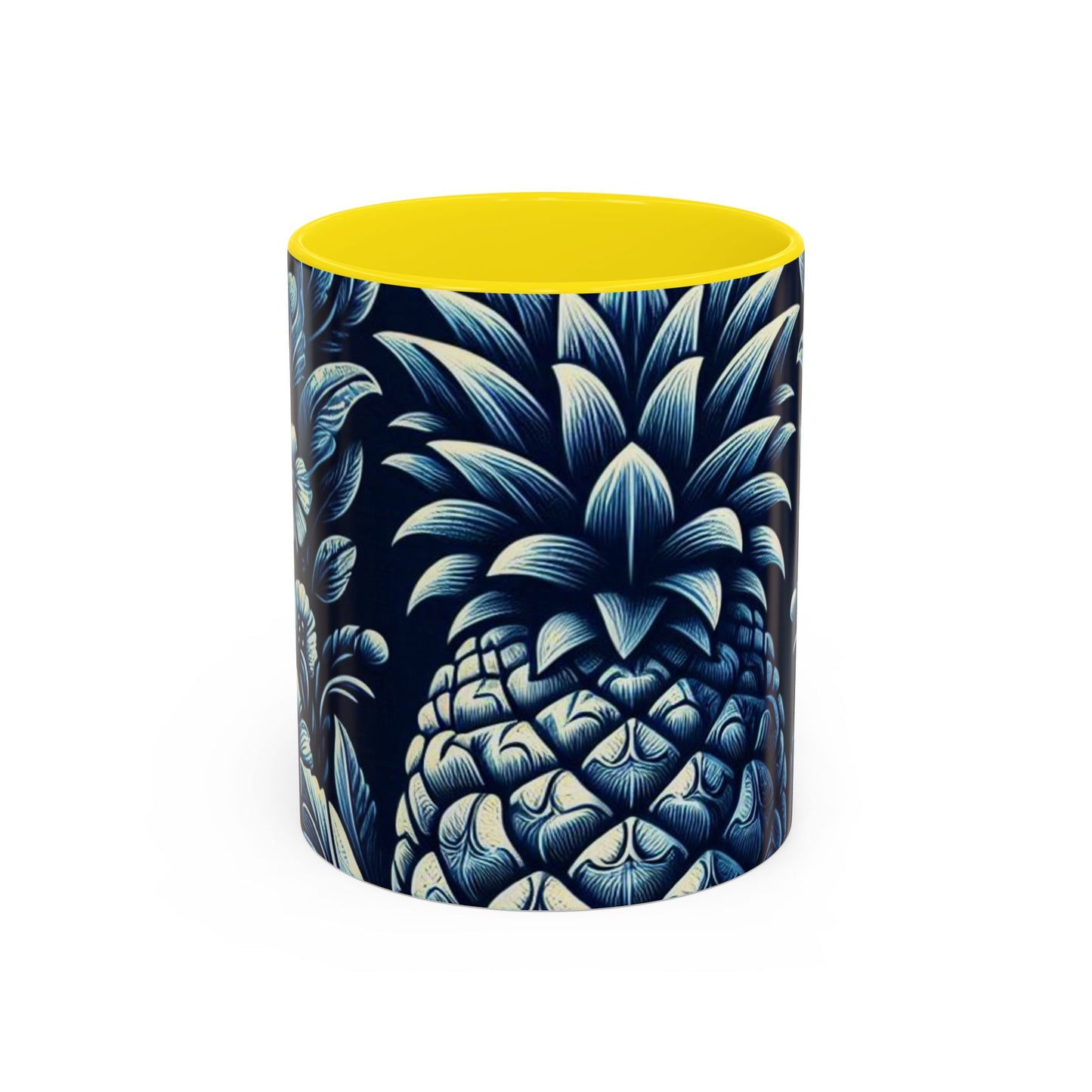 Tropical Pineapple Accent Coffee Mug - 11 & 15oz, Vibrant Floral Design for Relaxing Mornings