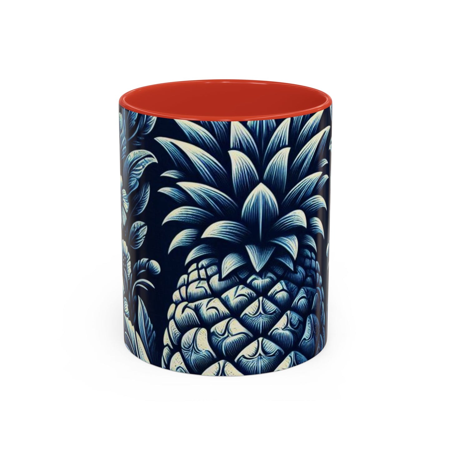Tropical Pineapple Accent Coffee Mug - 11 & 15oz, Vibrant Floral Design for Relaxing Mornings