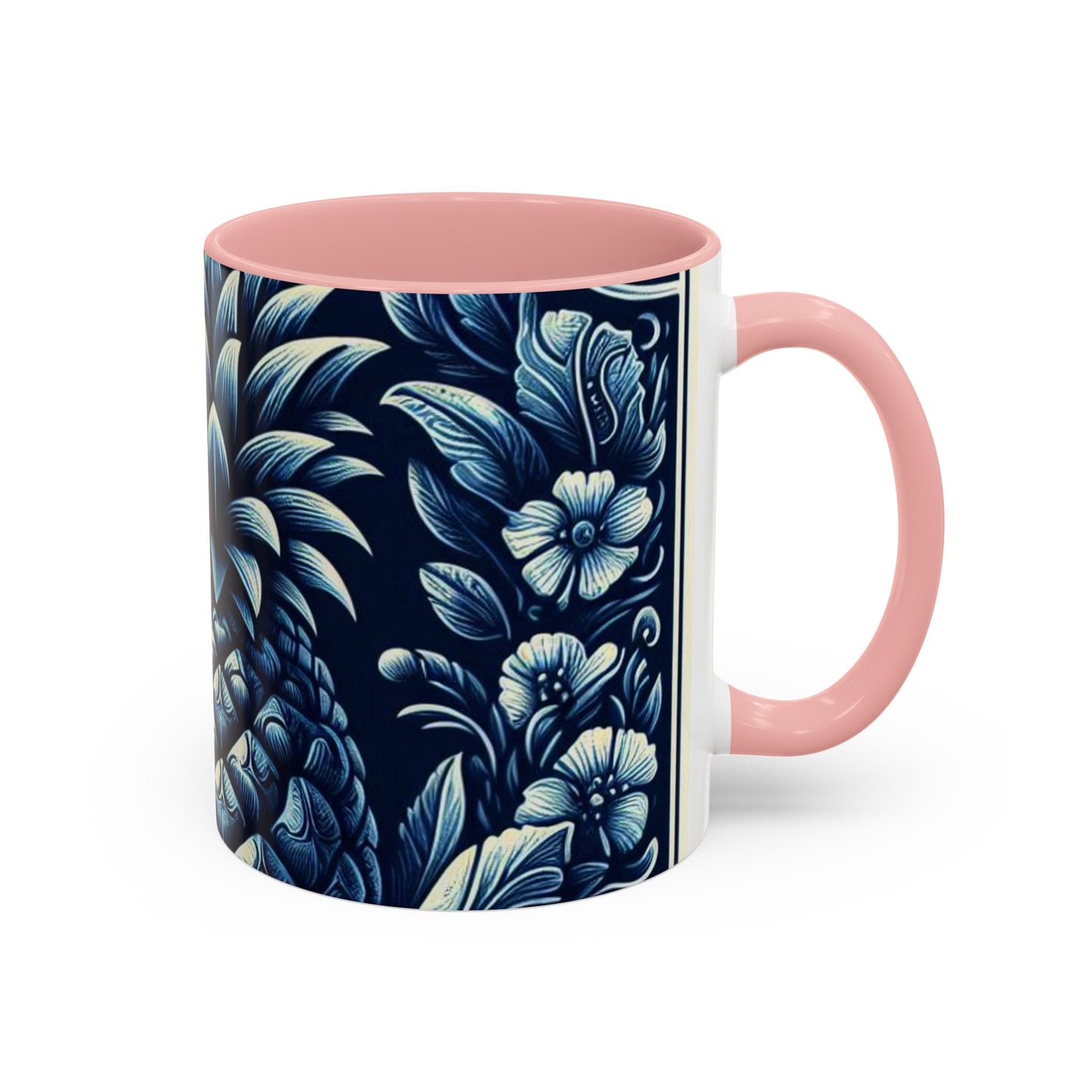 Tropical Pineapple Accent Coffee Mug - 11 & 15oz, Vibrant Floral Design for Relaxing Mornings