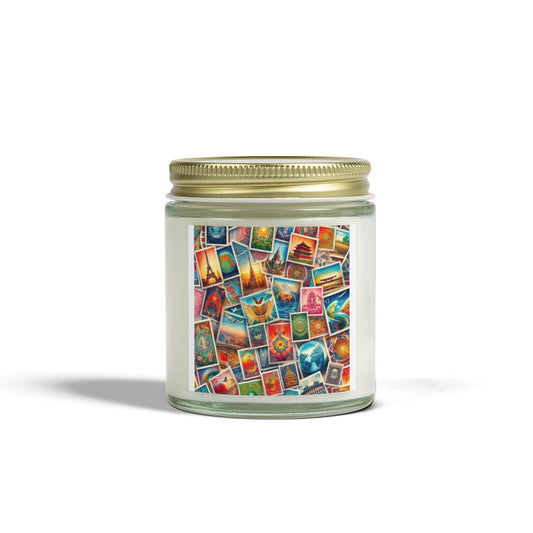 Scented Candle - Vintage Postcard Collection (Coconut Apricot Wax, 4oz & 9oz)