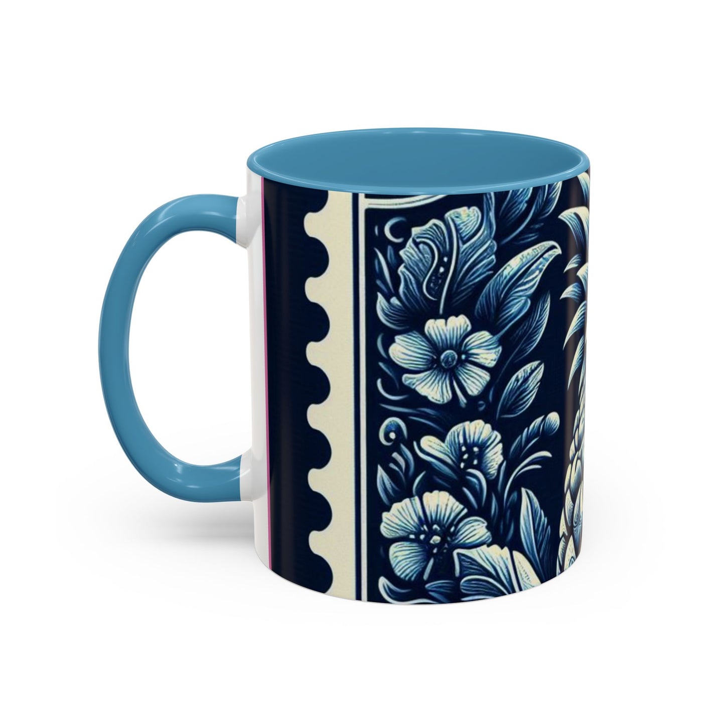 Tropical Pineapple Accent Coffee Mug - 11 & 15oz, Vibrant Floral Design for Relaxing Mornings