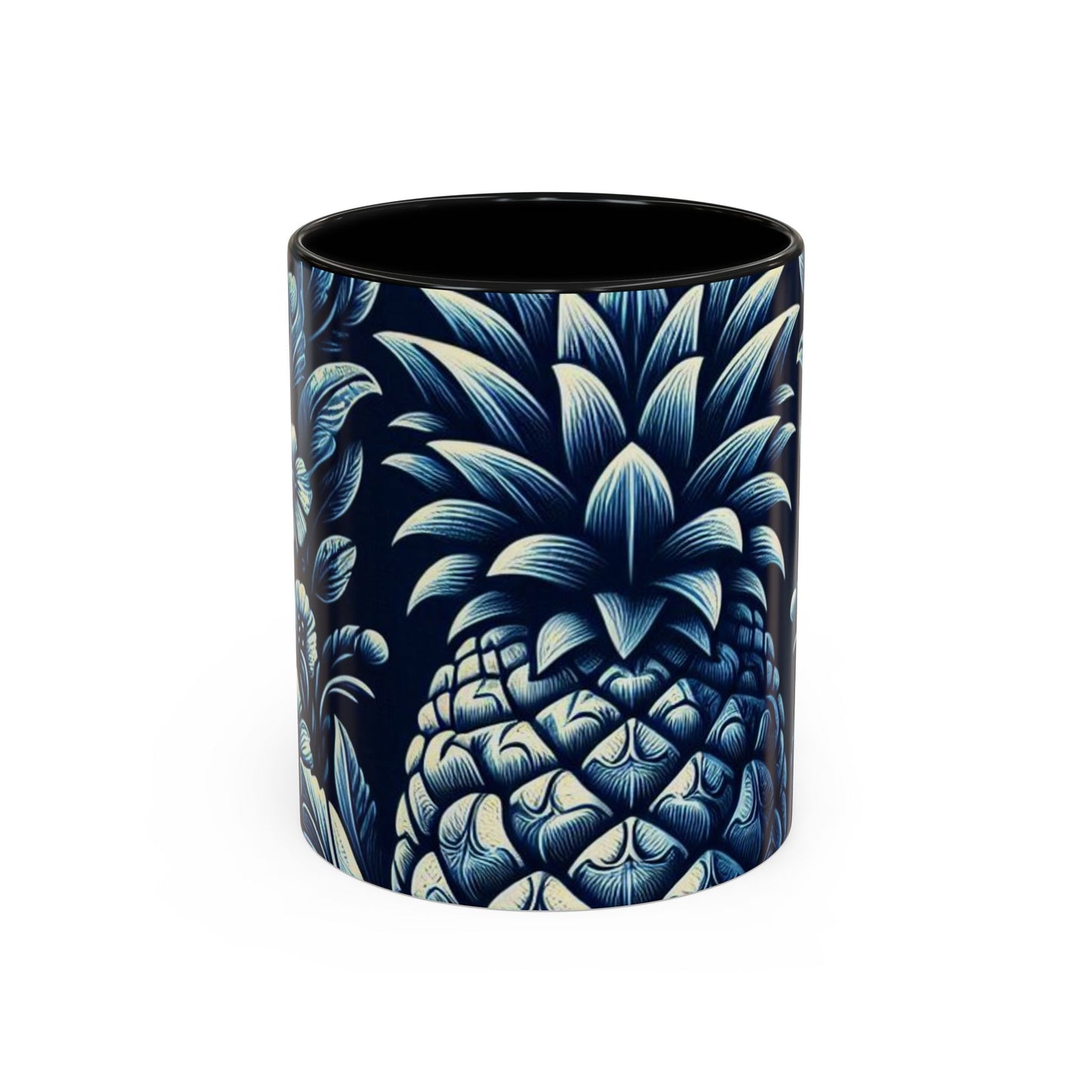 Tropical Pineapple Accent Coffee Mug - 11 & 15oz, Vibrant Floral Design for Relaxing Mornings