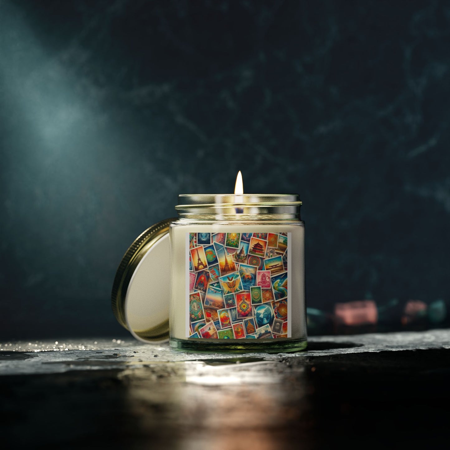 Scented Candle - Vintage Postcard Collection (Coconut Apricot Wax, 4oz & 9oz)