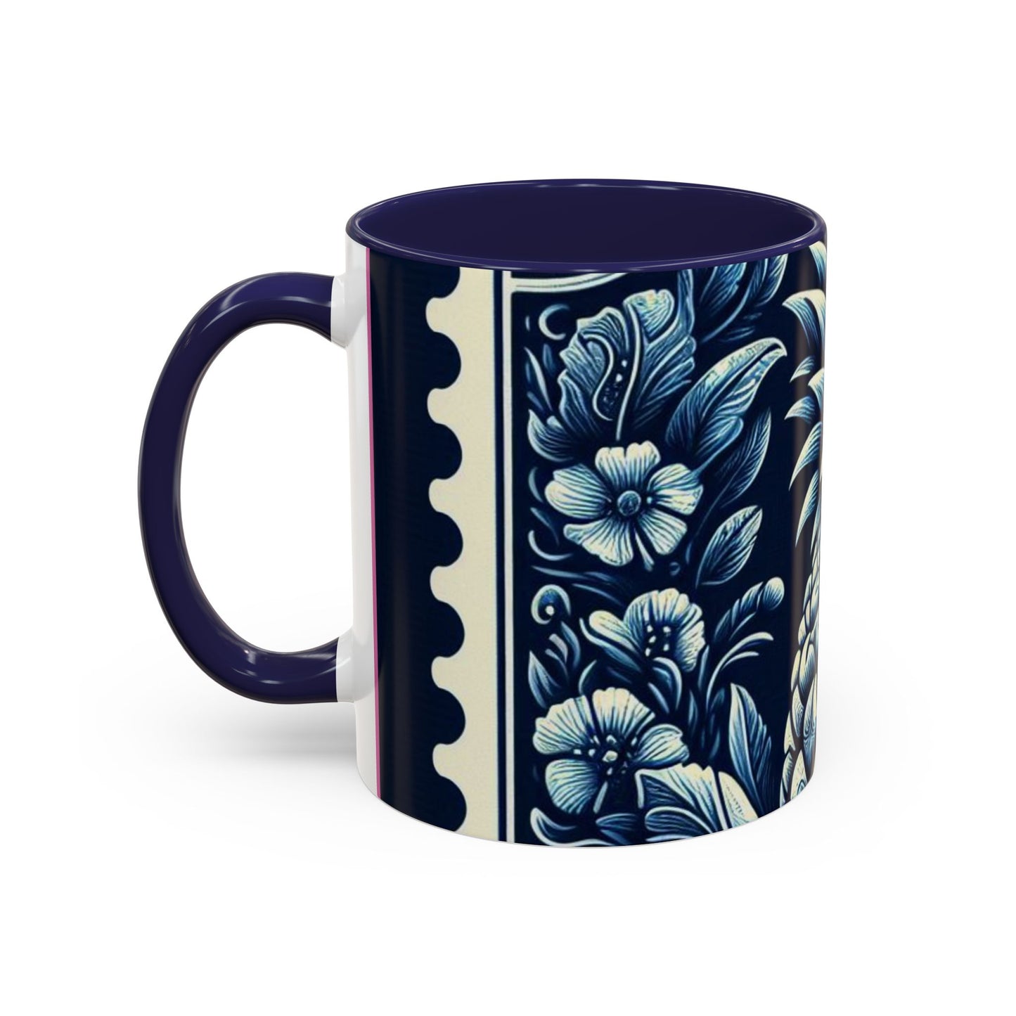 Tropical Pineapple Accent Coffee Mug - 11 & 15oz, Vibrant Floral Design for Relaxing Mornings