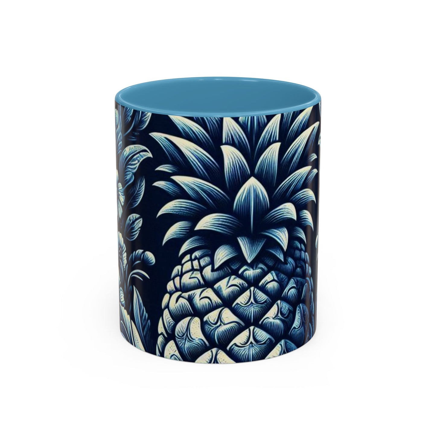 Tropical Pineapple Accent Coffee Mug - 11 & 15oz, Vibrant Floral Design for Relaxing Mornings