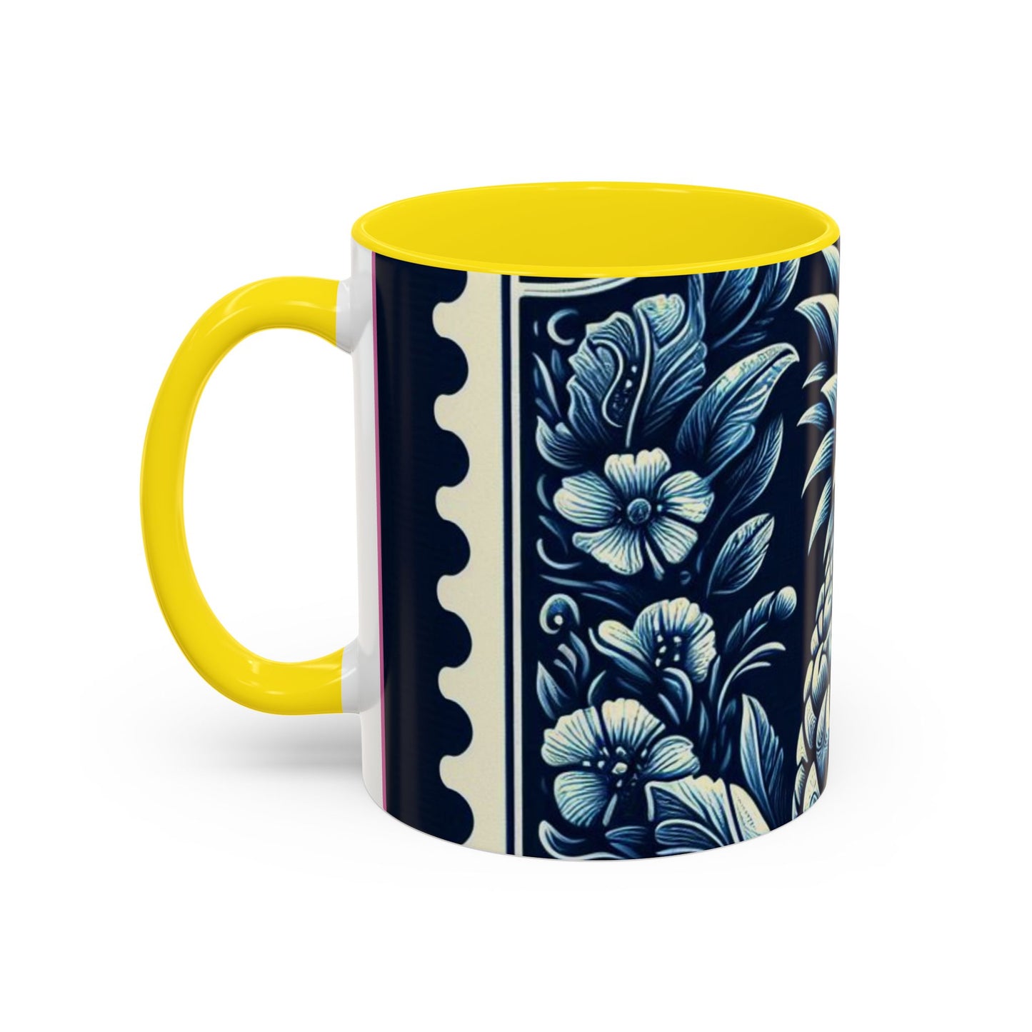 Tropical Pineapple Accent Coffee Mug - 11 & 15oz, Vibrant Floral Design for Relaxing Mornings