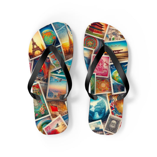 Travel-Inspired Flip Flops with Vintage Design
