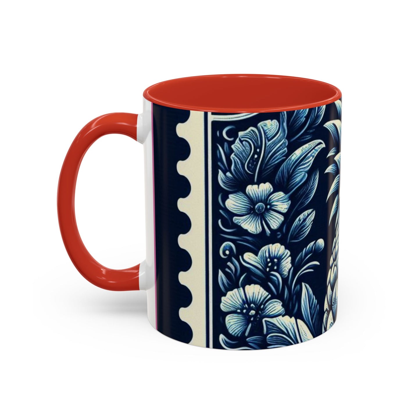 Tropical Pineapple Accent Coffee Mug - 11 & 15oz, Vibrant Floral Design for Relaxing Mornings