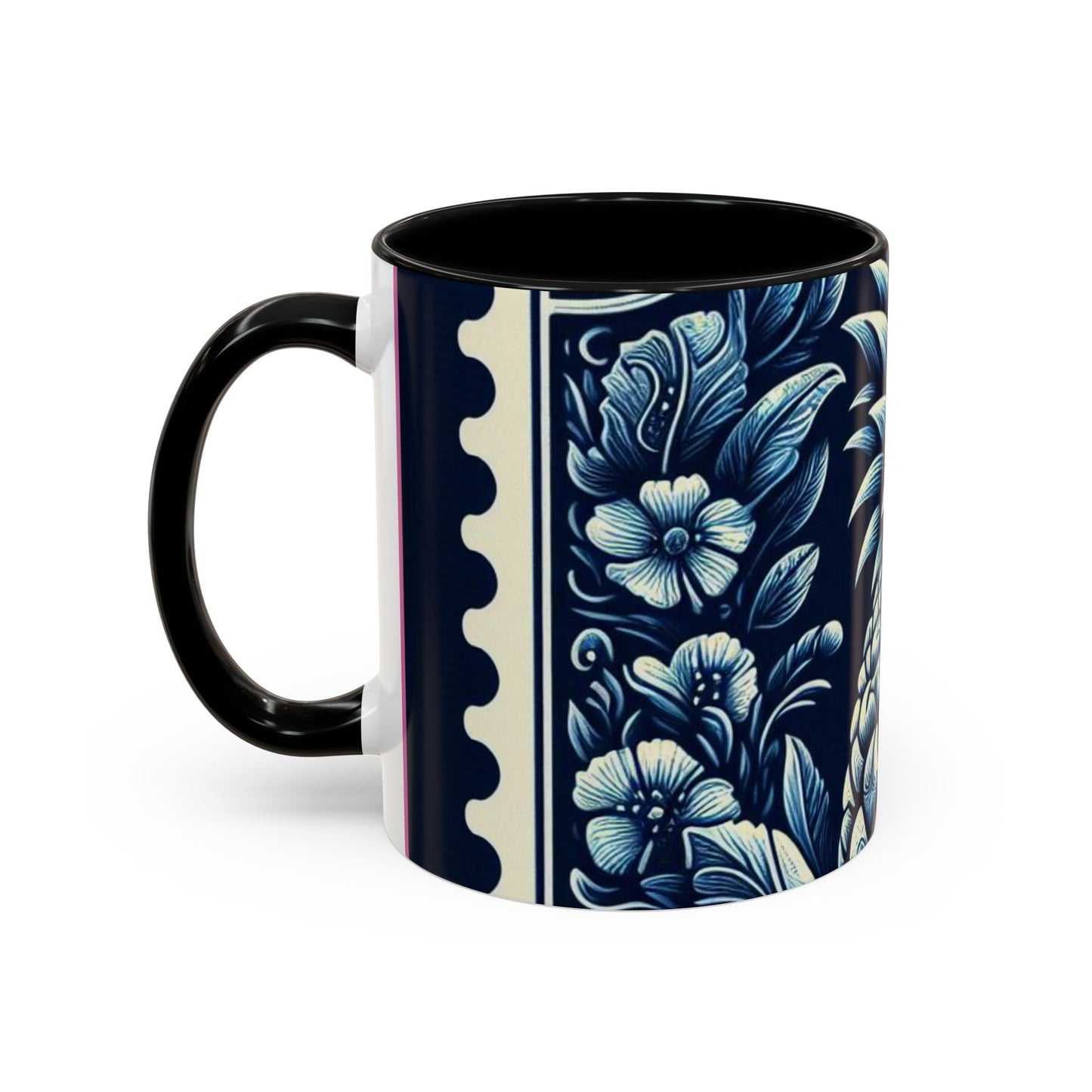 Tropical Pineapple Accent Coffee Mug - 11 & 15oz, Vibrant Floral Design for Relaxing Mornings