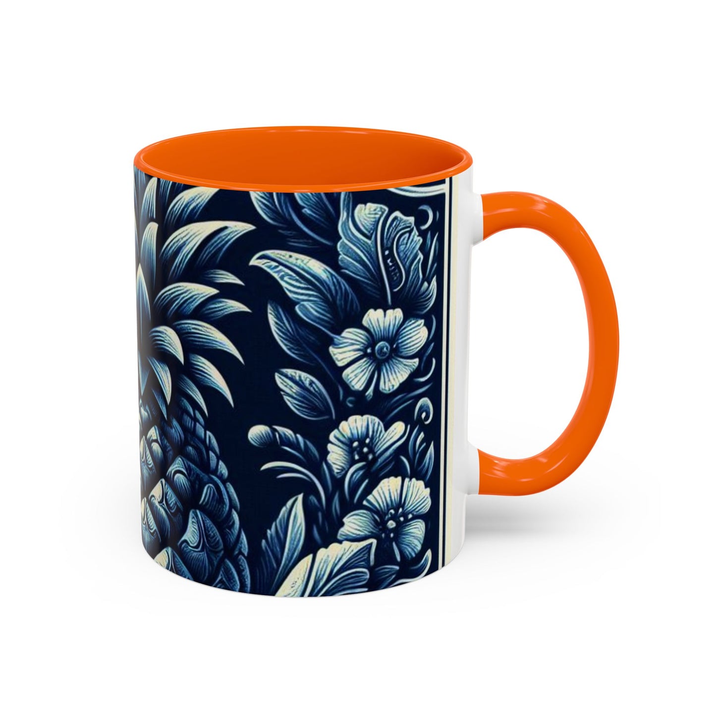 Tropical Pineapple Accent Coffee Mug - 11 & 15oz, Vibrant Floral Design for Relaxing Mornings
