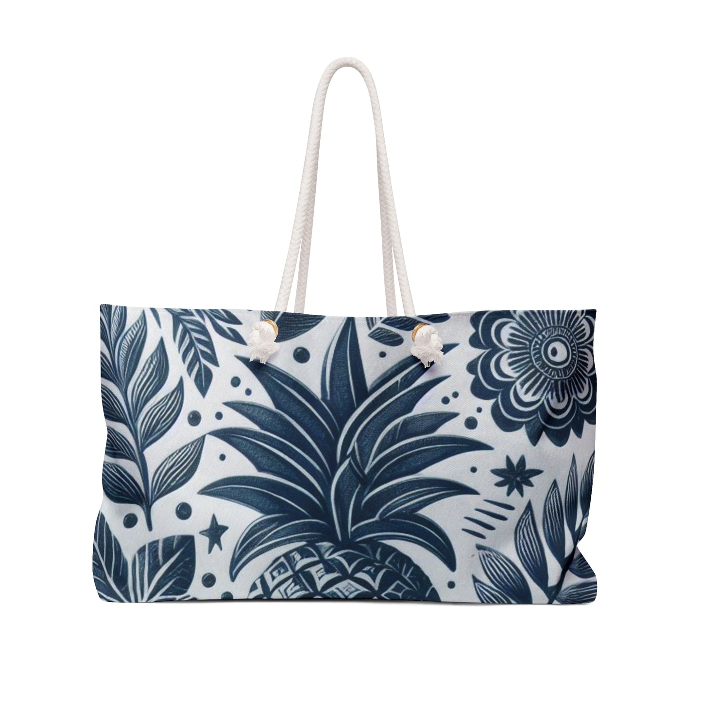 Tropical Pineapple Weekender Bag, Beach Tote, Travel Bag, Vacation Accessory, Floral Print, Gift for Her