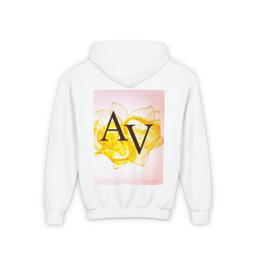 Youth Hooded Sweatshirt with Sailboat and Artistic Floral Design