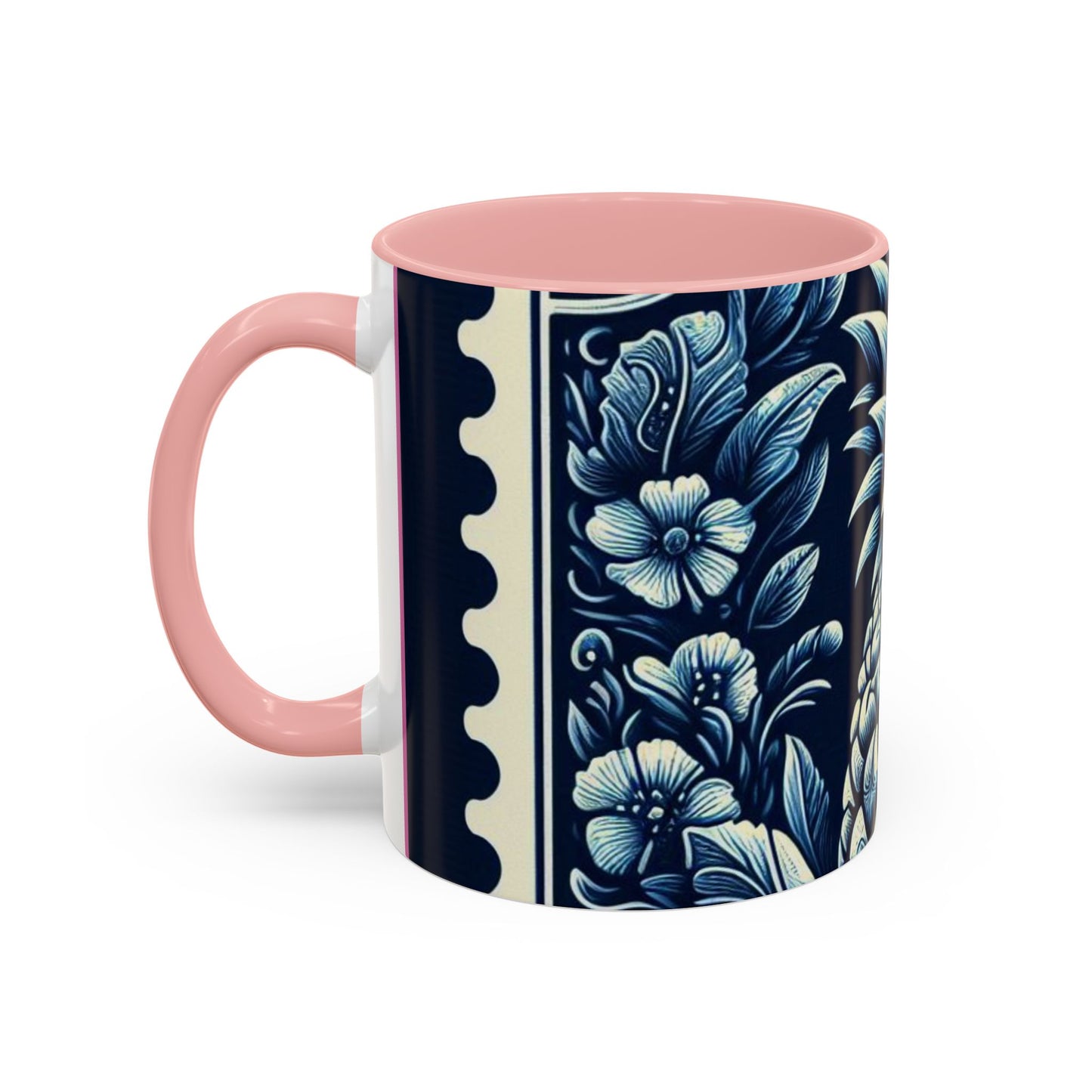 Tropical Pineapple Accent Coffee Mug - 11 & 15oz, Vibrant Floral Design for Relaxing Mornings