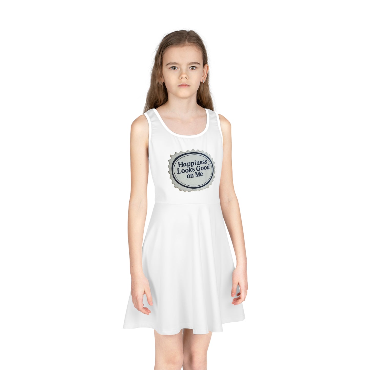 Girls' Sleeveless Sundress – 'Happiness Looks Good on Me'