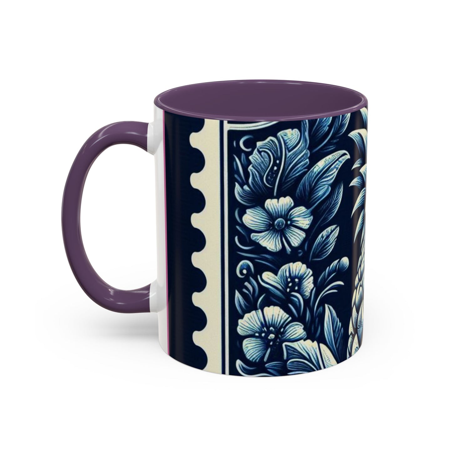 Tropical Pineapple Accent Coffee Mug - 11 & 15oz, Vibrant Floral Design for Relaxing Mornings
