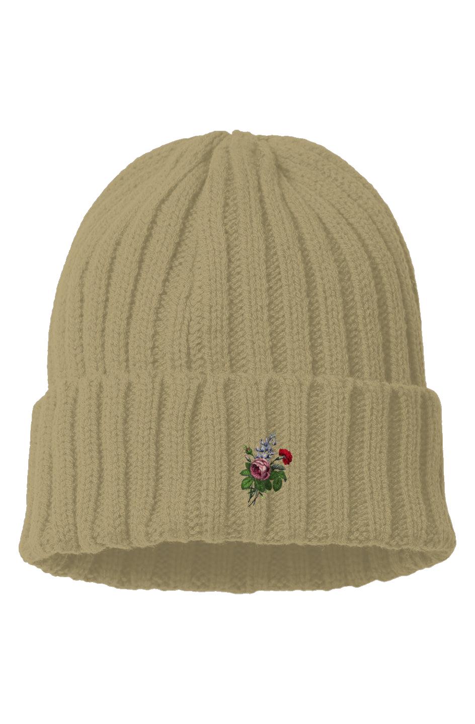 Flowery Sustainable Cable Knit Beanie