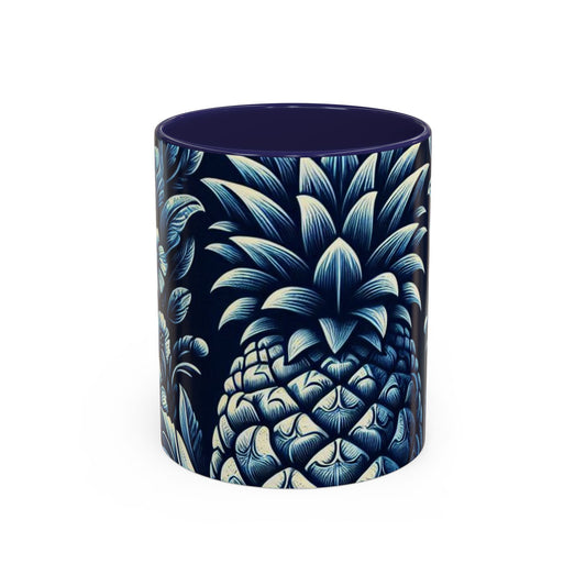 Tropical Pineapple Accent Coffee Mug - 11 & 15oz, Vibrant Floral Design for Relaxing Mornings