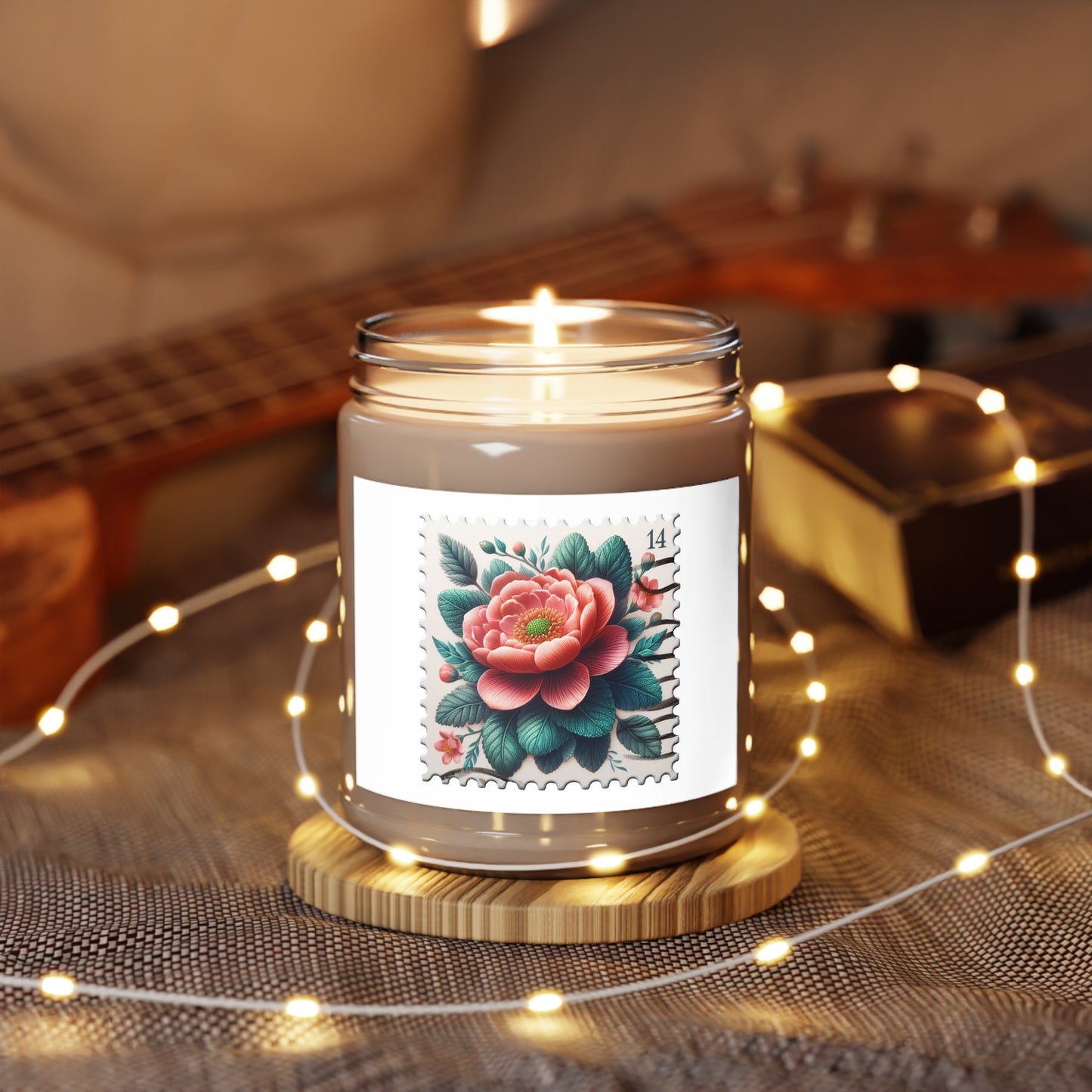 Floral Scented Candle - 9oz Relaxation Candle with Vintage Art