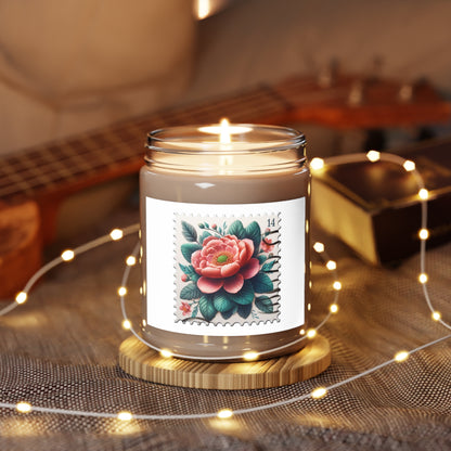 Floral Scented Candle - 9oz Relaxation Candle with Vintage Art