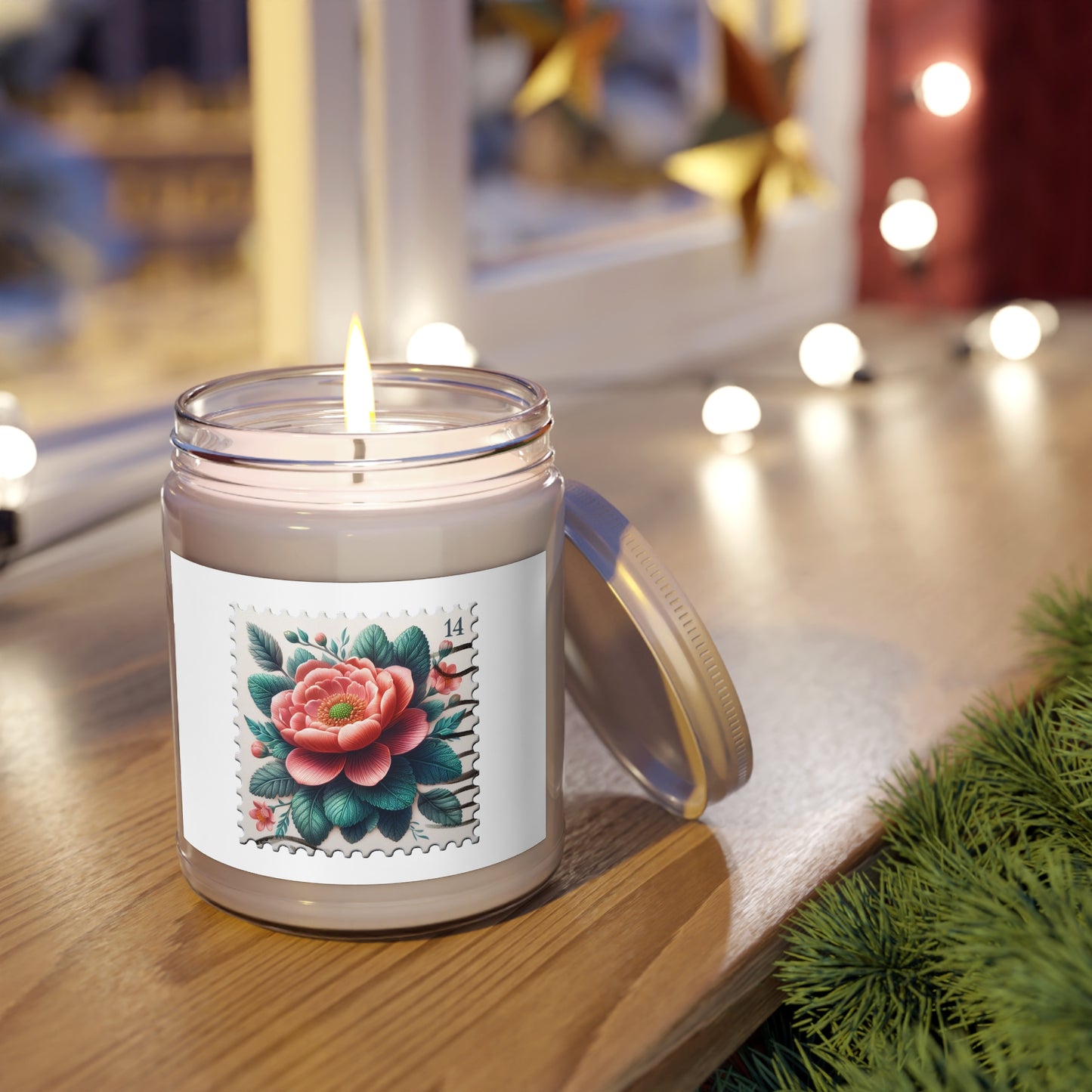 Floral Scented Candle - 9oz Relaxation Candle with Vintage Art